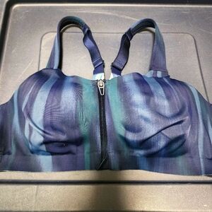 Victoria Secret Sports Bra 38C Knockout Underwire Front Closure Dark Blue Marble